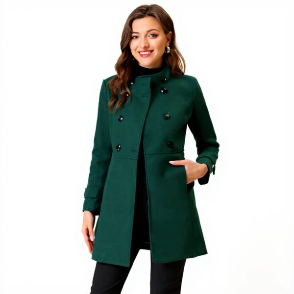Cappotto Donna Allegra K Doppio Petto Colletto Verde