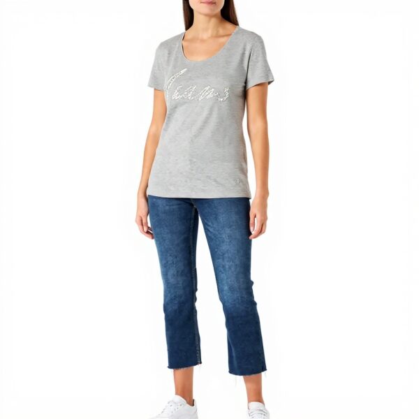 T-shirt Bogner Donna Grigio Laceartwork Manica Corta