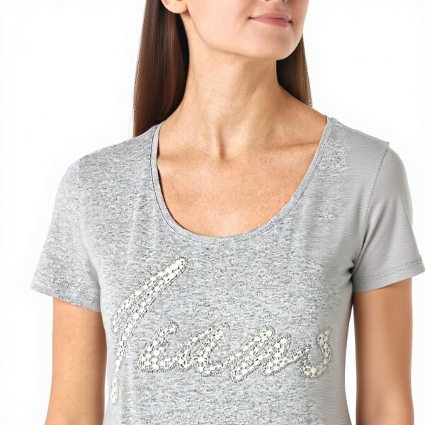 T-shirt Bogner Donna Grigio Laceartwork Manica Corta