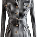 Blazer Donna Pied de Poule Cdkoke Ufficio Nero Taglie-0