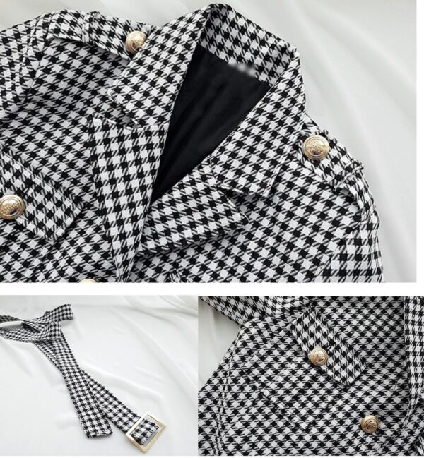 Blazer Donna Pied de Poule Cdkoke Ufficio Nero Taglie-3