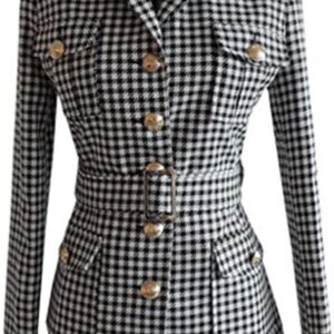 Blazer Donna Pied de Poule Cdkoke Ufficio Nero Taglie-0