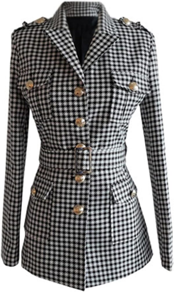 Blazer Donna Pied de Poule Cdkoke Ufficio Nero Taglie-0