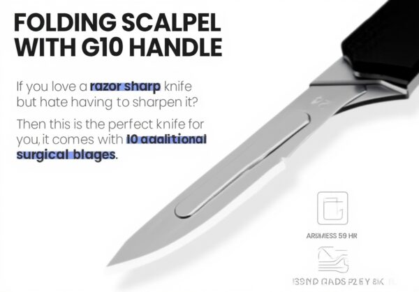 BEEK Coltello Pieghevole Bisturi EDC G10 Nero Grande