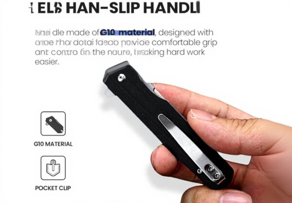 BEEK Coltello Pieghevole Bisturi EDC G10 Nero Grande