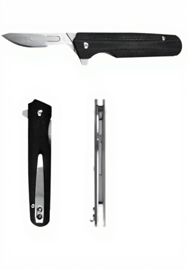 BEEK Coltello Pieghevole Bisturi EDC G10 Nero Grande