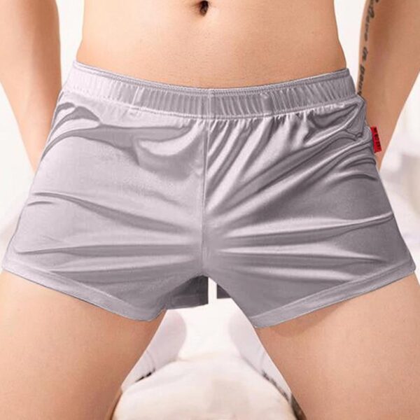 Boxer Uomo Rasa Setoso Spacco Laterale Biancheria Intima-1