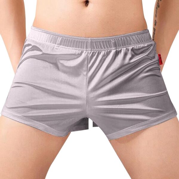 Boxer Uomo Rasa Setoso Spacco Laterale Biancheria Intima-3