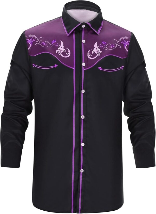 Camicia Uomo Cowboy Vintage Stampa Bottoni Generico-1