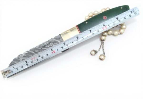 Coltello da caccia Perkin lama fissa acciaio Damasco verde