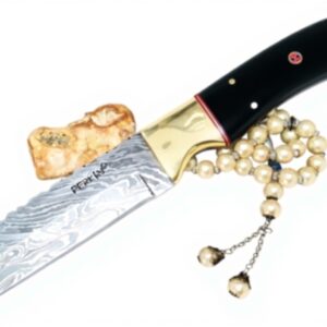 Coltello da caccia Perkin lama fissa acciaio Damasco verde