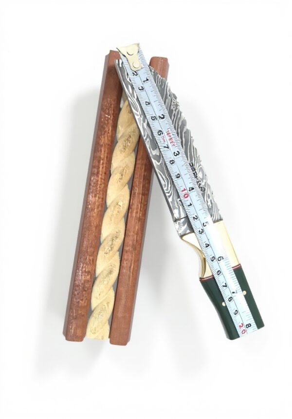 Coltello da caccia Perkin lama fissa acciaio Damasco verde