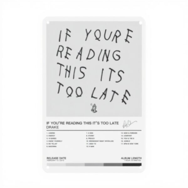 Drake Poster Targa Metallo Retro Decorazione Parete Casa