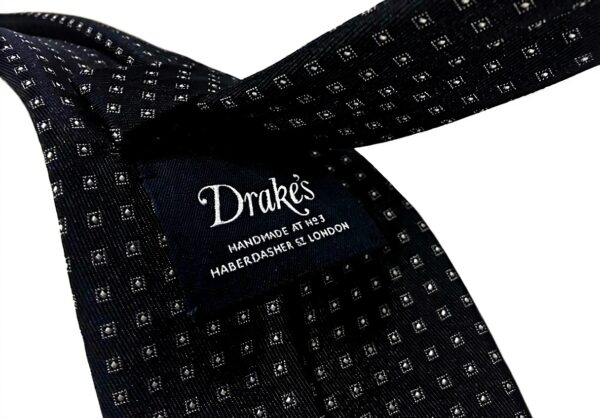 Cravatta DRAKES uomo seta blu bianco made in England