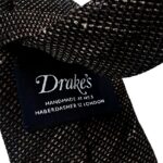 Cravatta Drakes uomo seta lino sfoderata moro beige