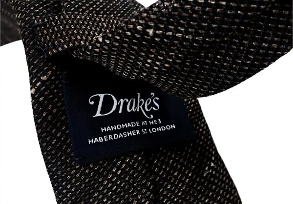 Cravatta Drakes uomo seta lino sfoderata moro beige