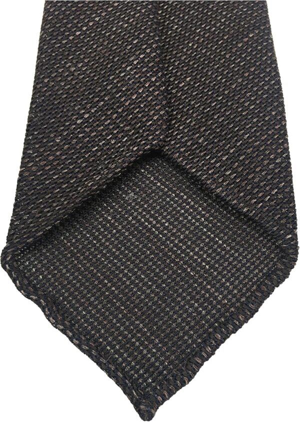 Cravatta Drake's uomo seta lino sfoderata moro beige-2