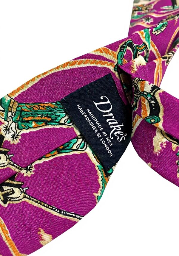Cravatta DRAKES LONDON foderata fucsia fantasia Texas