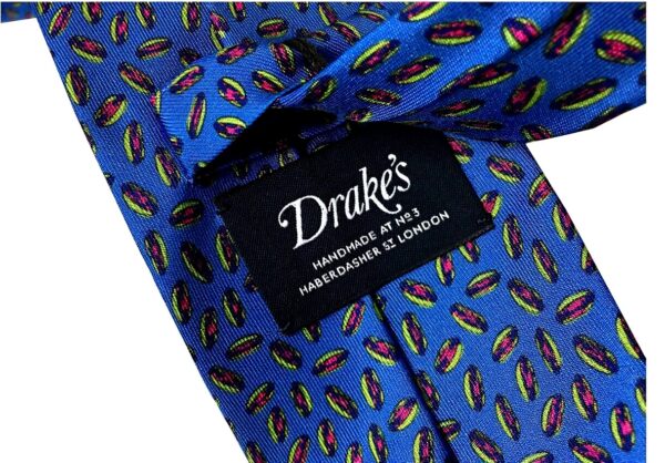 Cravatta Drakes London Hot Dog Azzurro Made in England Uomo