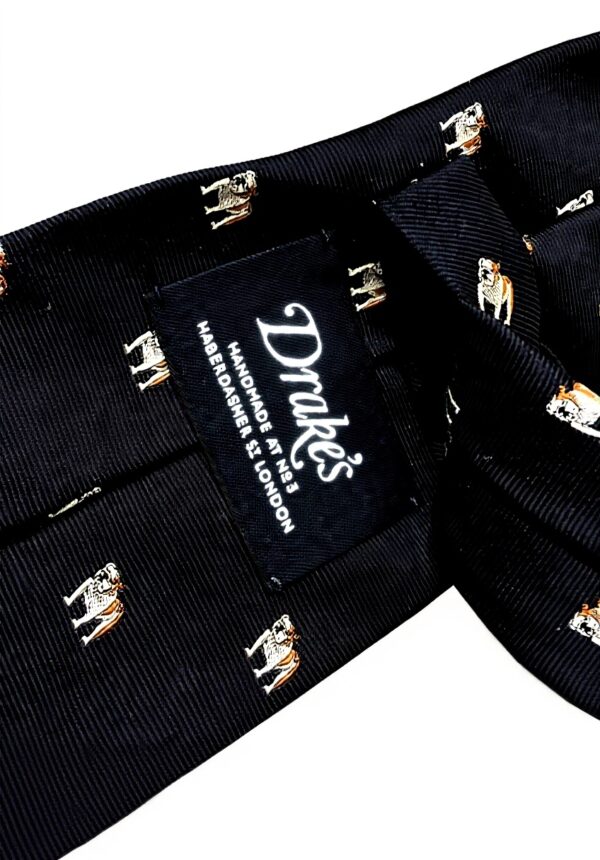 Cravatta DRAKES LONDON Uomo fantasia Cani Blu Made in