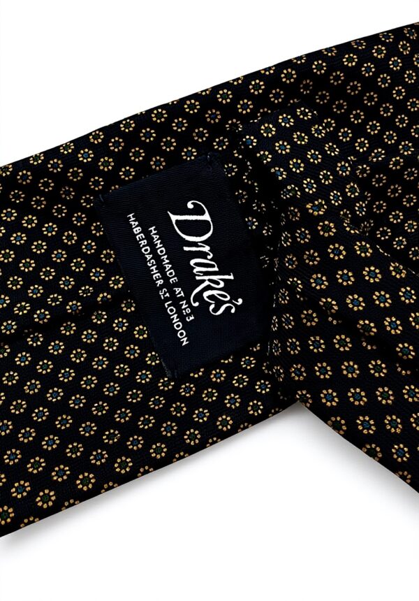 Cravatta DRAKES LONDON Uomo fantasia Fiori Blu Made in