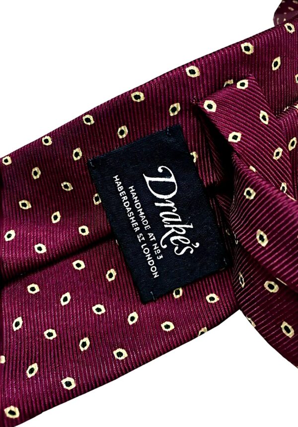 Cravatta Drakes London Uomo fantasia Gocce Prugna