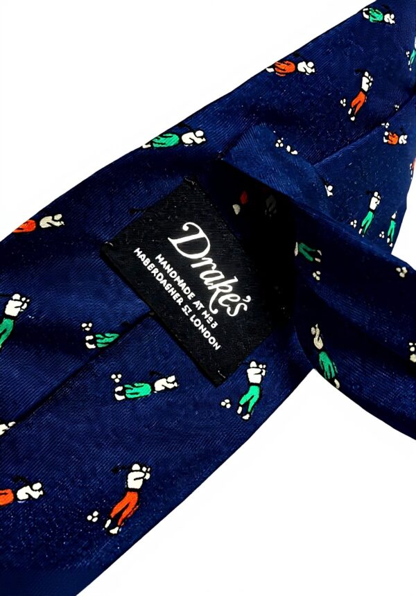 Cravatta Drakes London Uomo fantasia Golf Blu Chiaro