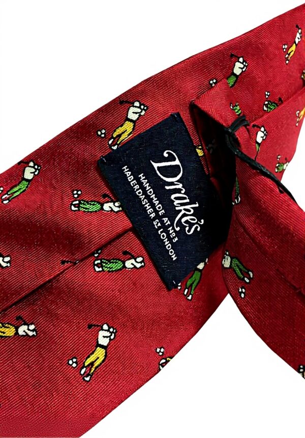 Cravatta Drakes London Uomo fantasia Golf Rosso Inghilterra