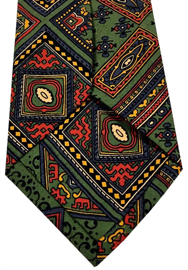 Cravatta Uomo DRAKES LONDON Seta Foderata Fantasia Verde