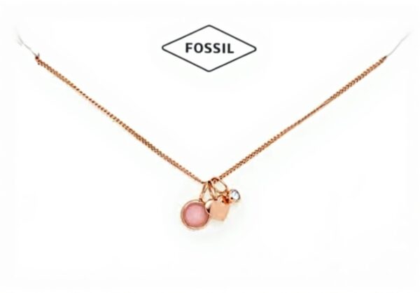 Collana donna Fossil oro rosa acciaio inossidabile ciondolo