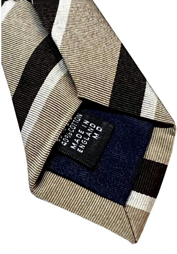 Cravatte uomo DRAKES LONDON seta righe beige marrone