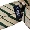 Cravatta uomo DRAKES LONDON seta righe beige verde