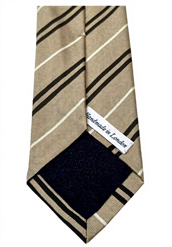 Cravatte uomo DRAKES LONDON seta righe beige marrone