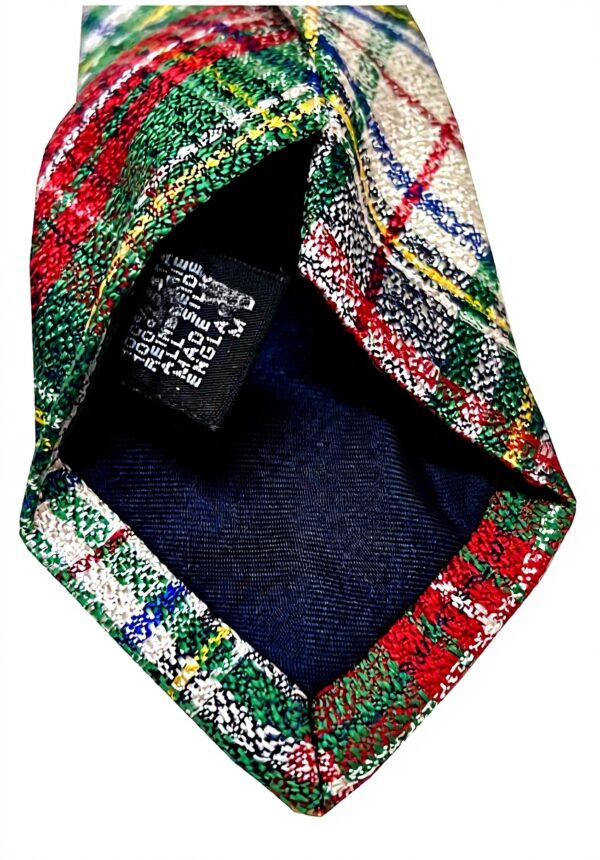 Cravatta uomo DRAKES LONDON seta check verde bianco rosso