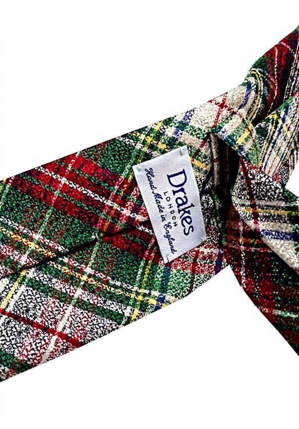 Cravatta uomo DRAKES LONDON seta check verde bianco rosso