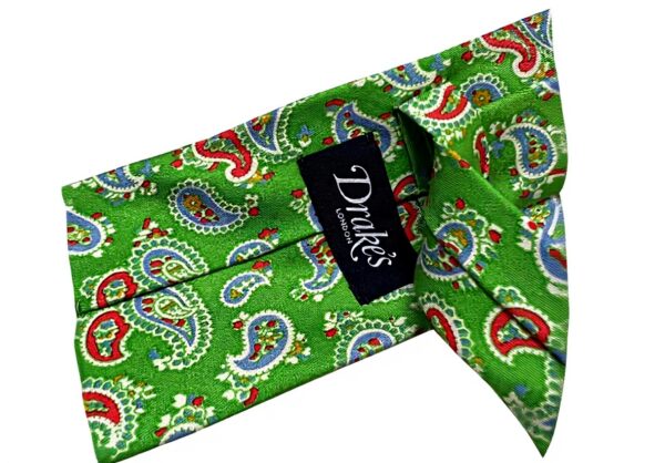 Cravatta Drakes London Uomo Seta Fantasia Cashmere Verde