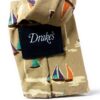 Cravatta uomo Drakes London seta fantasia barche beige