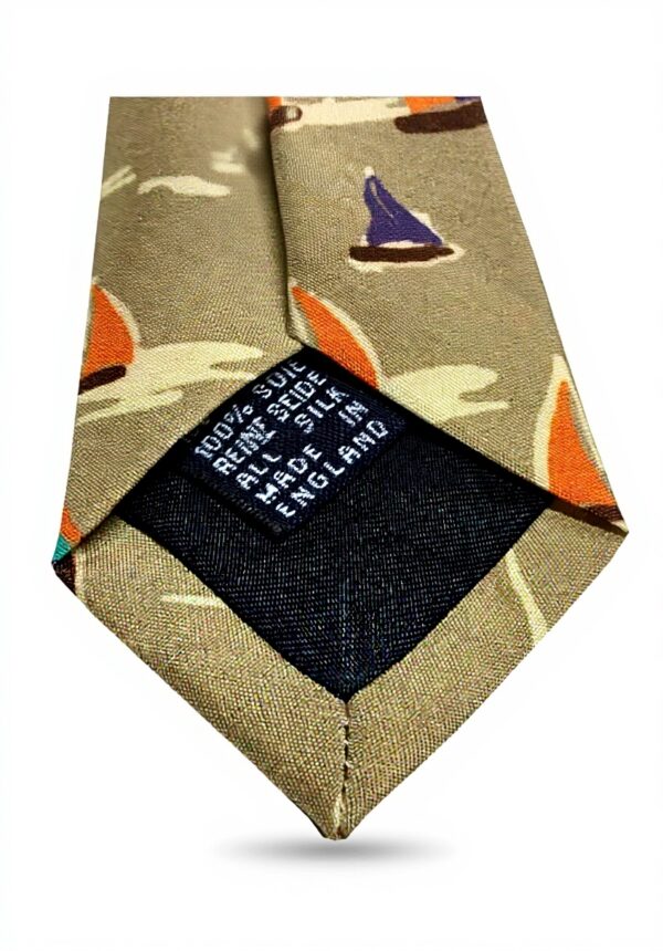 Cravatta uomo Drakes London seta fantasia barche beige