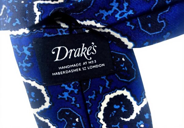 Cravatta uomo DRAKES LONDON seta fantasia cashmere azzurro