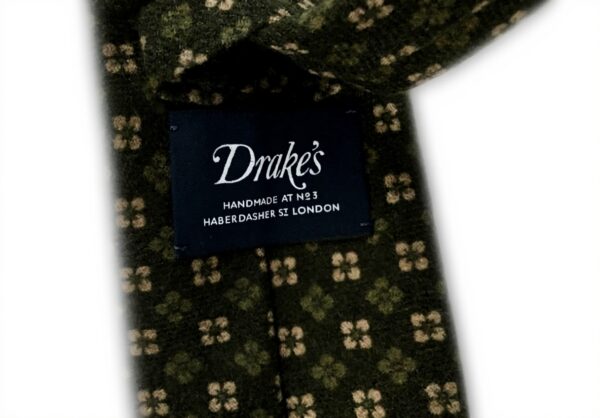 Cravatta uomo DRAKES LONDON lana fantasia verde bordeaux