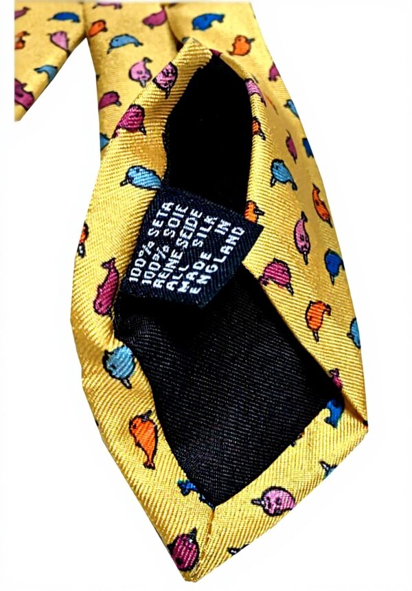 Cravatte uomo seta Drakes London fantasia pesci giallo