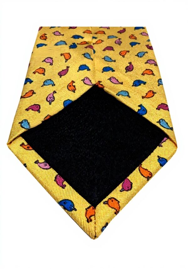 Cravatte uomo seta Drakes London fantasia pesci giallo