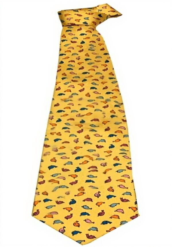Cravatte uomo seta Drakes London fantasia pesci giallo