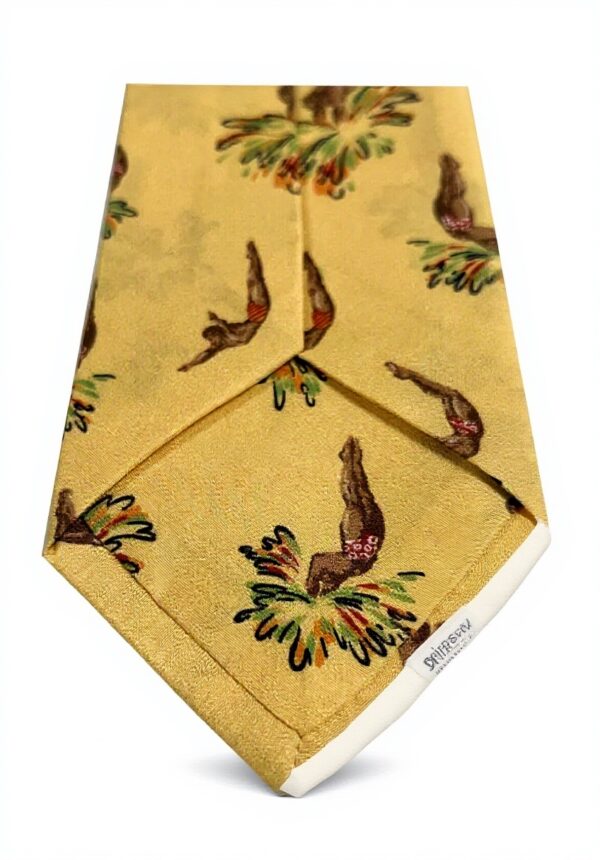 Cravatta uomo Drakes London seta fantasia tuffi gialla