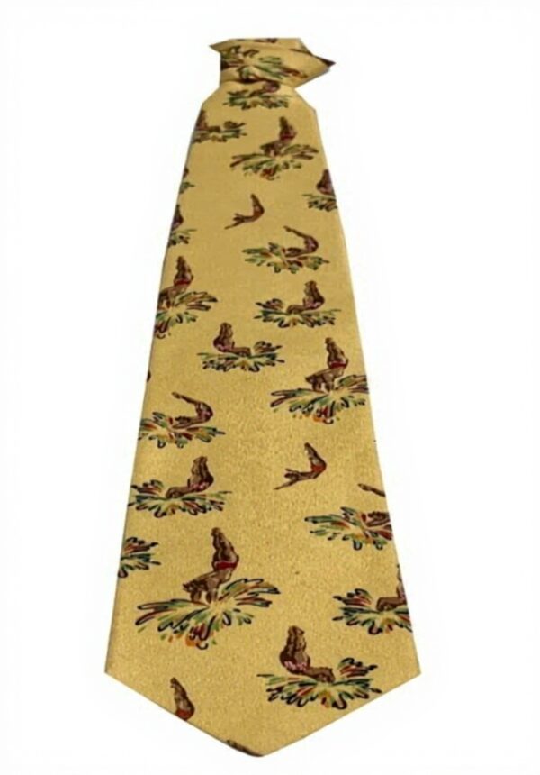 Cravatta uomo Drakes London seta fantasia tuffi gialla