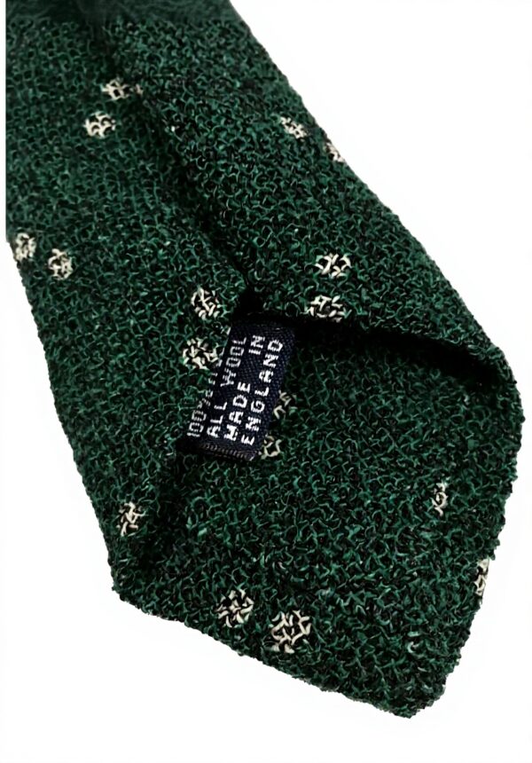 Cravatta uomo DRAKES LONDON lana fantasia verde scuro ecru