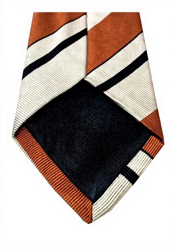 Cravatta uomo Drakes London seta righe ecru cuoio nero