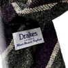 Cravatta uomo Drakes London cashmere righe grigio viola