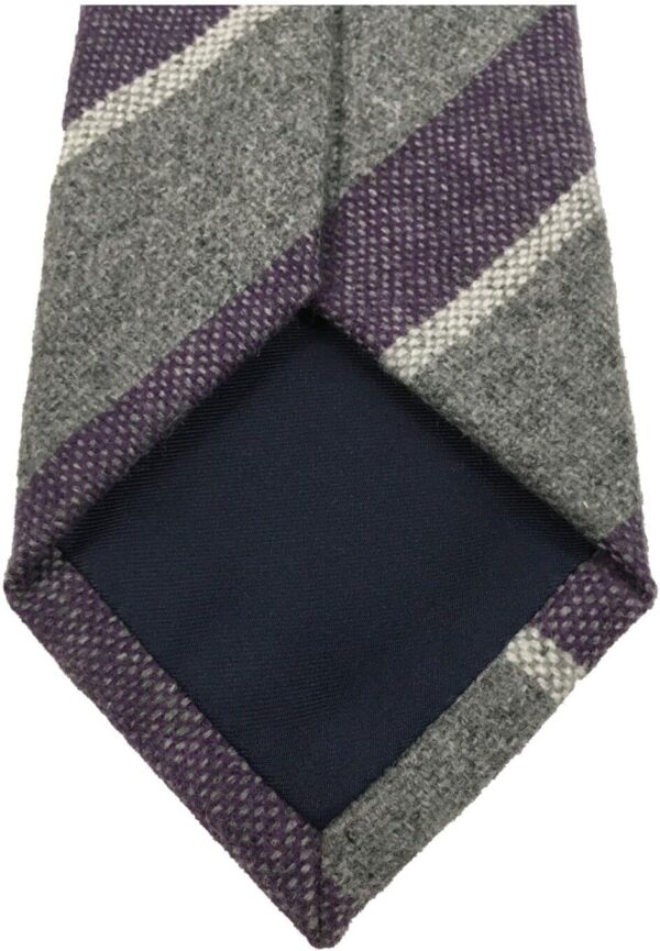 Cravatta uomo Drake's London cashmere righe grigio viola-2