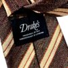 Cravatta uomo DRAKES LONDON seta righe marrone beige cuoio